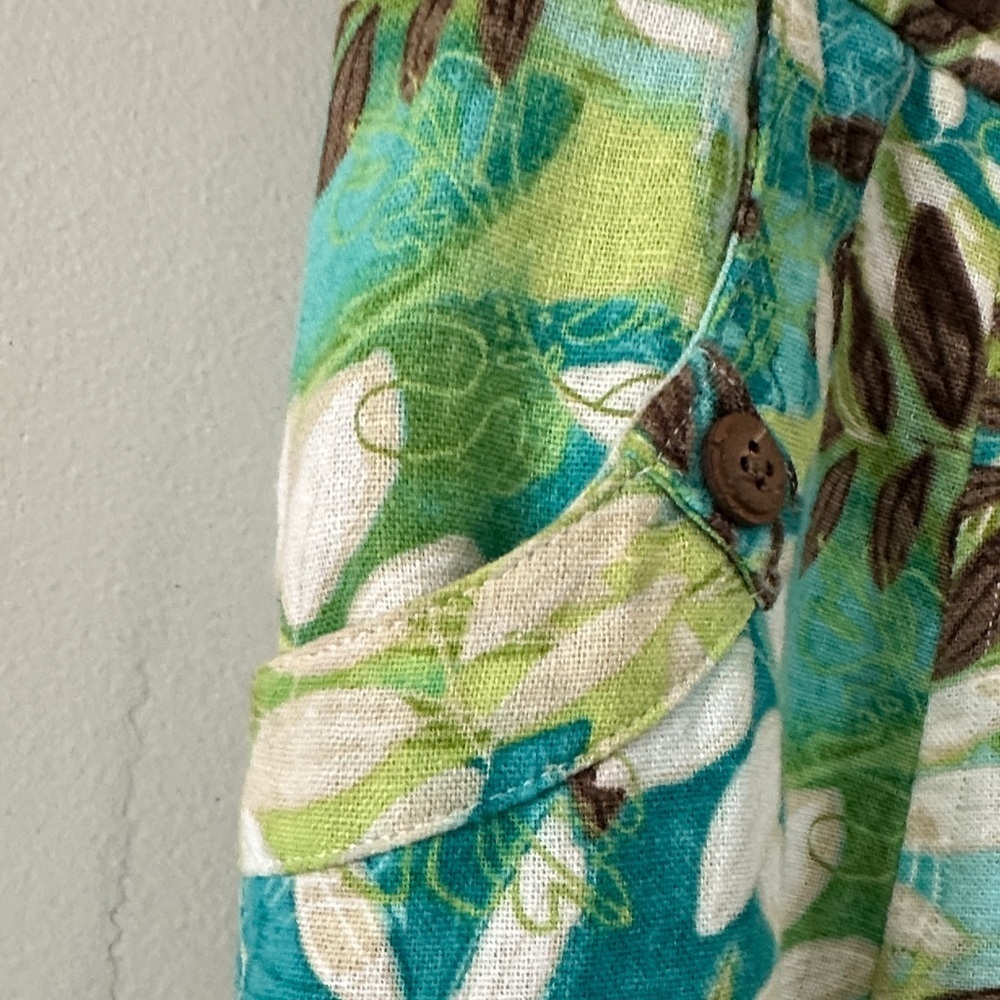 Christopher & Banks Green Floral Linen blend Skirt size 10 - Picture 4 of 10